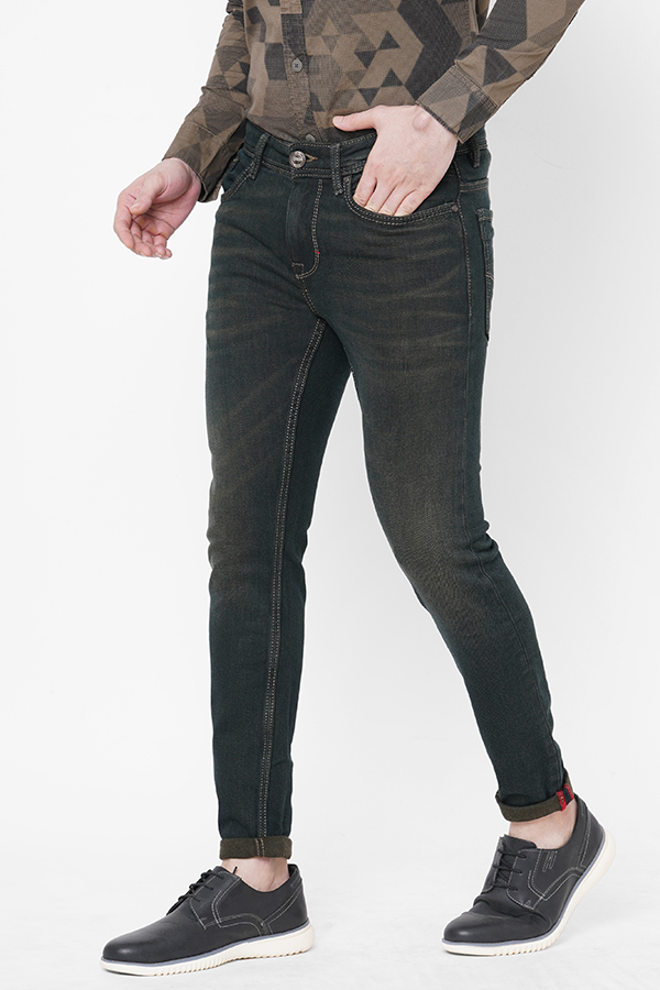 LT GREEN 5 POCKET LOW-RISE TAPERED ANKLE LENGTH JEANS