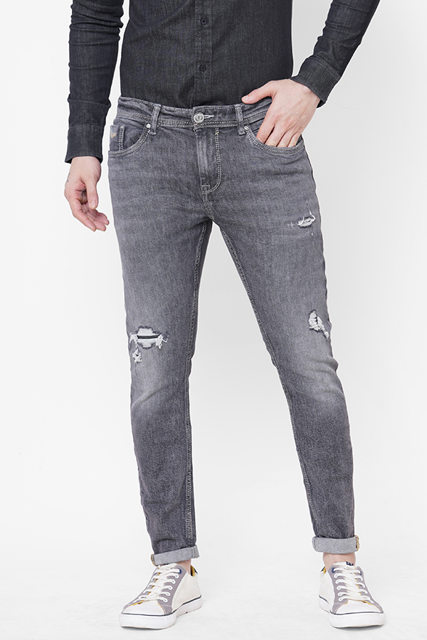DK GREY 5 POCKET LOW-RISE TAPERED ANKLE LENGTH JEANS