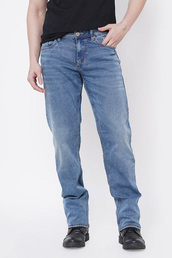 MED BLUE 5 POCKET MIDRISE, COMFORT AND STREIGHT FIT JEANS