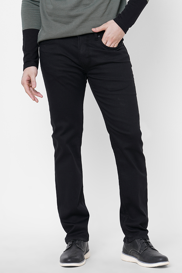 BLACK 5 POCKET MIDRISE, REGULAR AND STREIGHT FIT JEANS