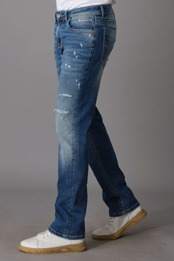 MED BLUE 5 POCKET MIDRISE, COMFORT AND STREIGHT FIT JEANS (JESSE)