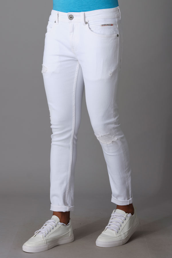 WHITE 5 POCKET LOW-RISE ANKLE LENGTH JEANS (SPRINGSTEEN FIT)