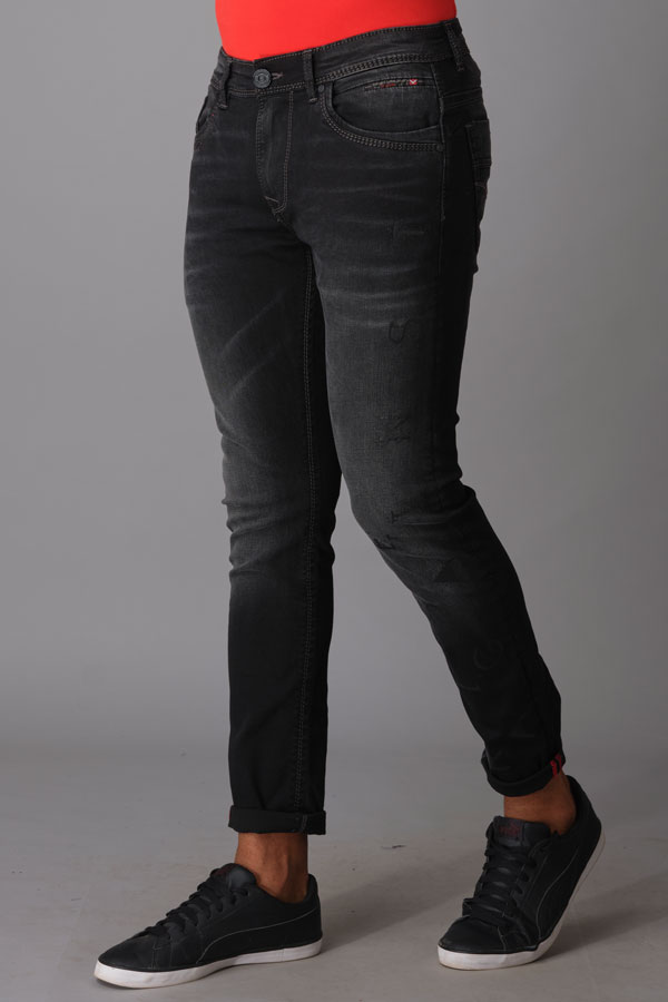 CHARCOAL BLACK 5 POCKET LOW-RISE ANKLE LENGTH JEANS (SPRINGSTEEN FIT)