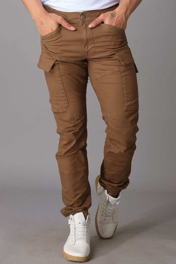 BROWN CARGO PANT TAPERED FIT  ROOKIES