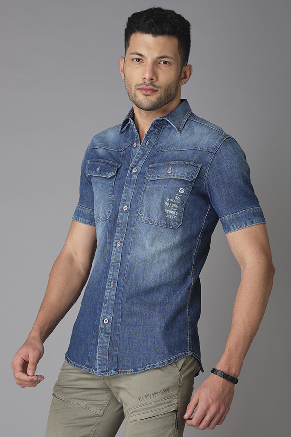 Buy Southbay Men Blue Contemporary Slim Fit Solid Denim Casual Shirt -  Shirts for Men 6629958 | Myntra