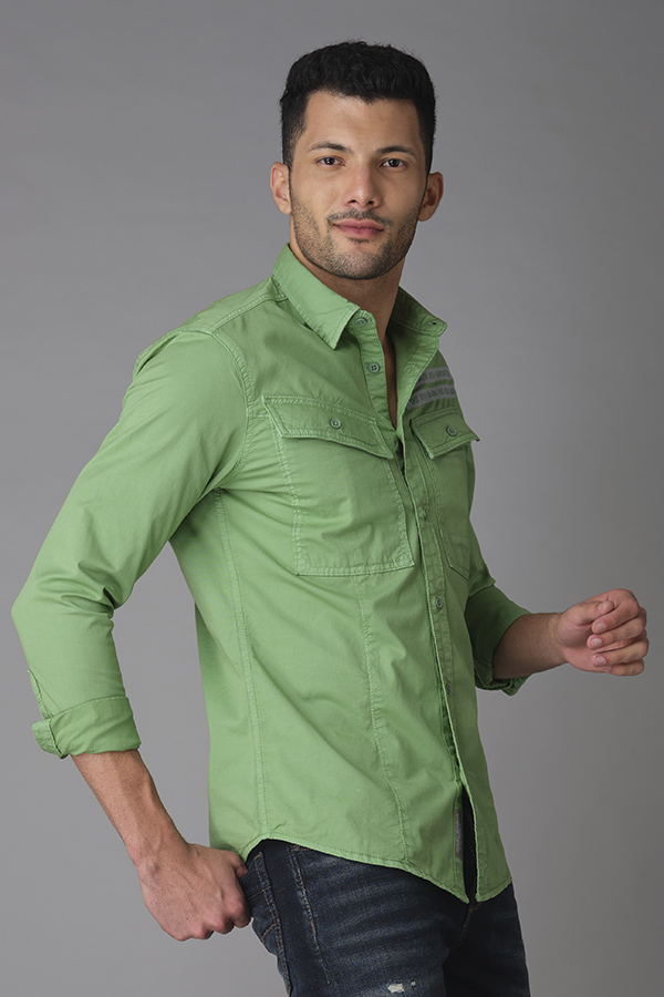 GREEN SPRUCE FULL SLEEVE COTTON SHIRT (AXEL F/SLV FIT)