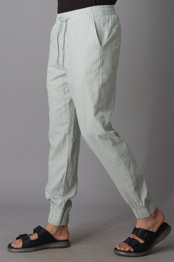DARK MOSS LINEN PANT (RELAXED TAPERED FIT)