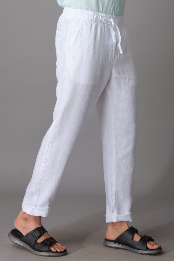 WHITE LINEN PANT (RELAXED TAPERED FIT) – ROOKIES