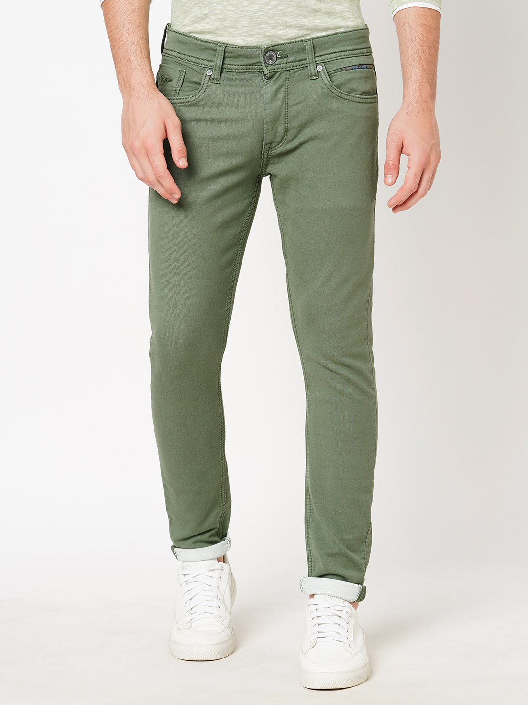 MINT GREEN 5 POCKET LOW-RISE ANKLE LENGTH JEANS (SPRINGSTEEN FIT