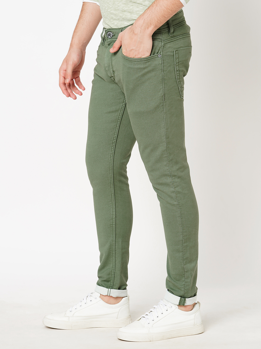 MINT GREEN 5 POCKET LOW-RISE ANKLE LENGTH JEANS (SPRINGSTEEN FIT)