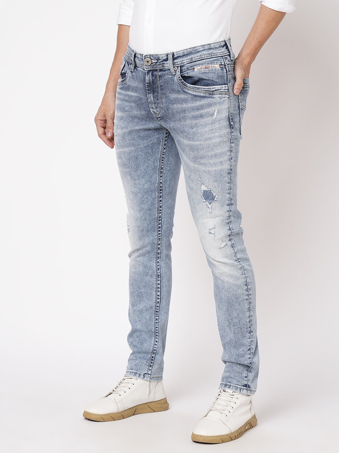 LT BLUE 5 POCKET MID-RISE NARROW TAPERED FIT JEANS (BILLY FIT)