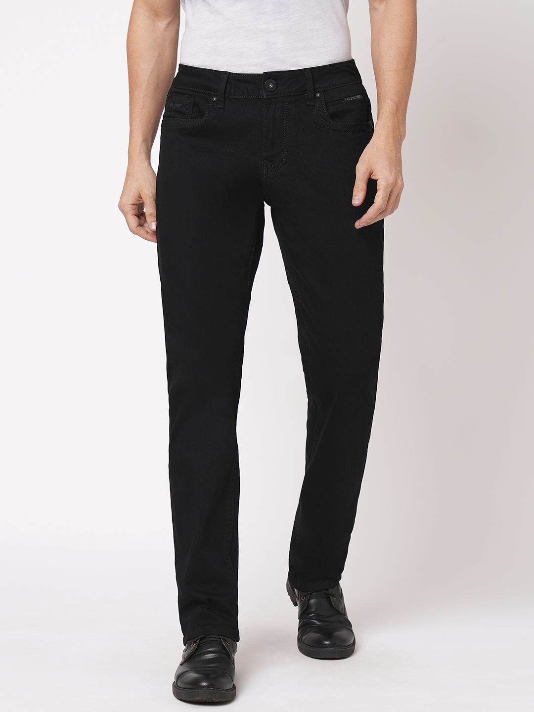 BLACK 5 POCKET MIDRISE, COMFORT AND STREIGHT FIT JEANS (JESSE FIT)