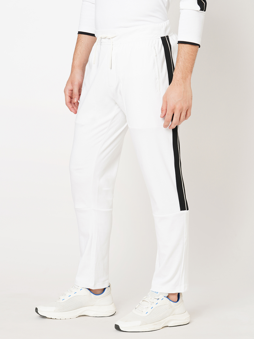 WHITE ATHLEISURE TRACK PANT (COMFORT FIT)