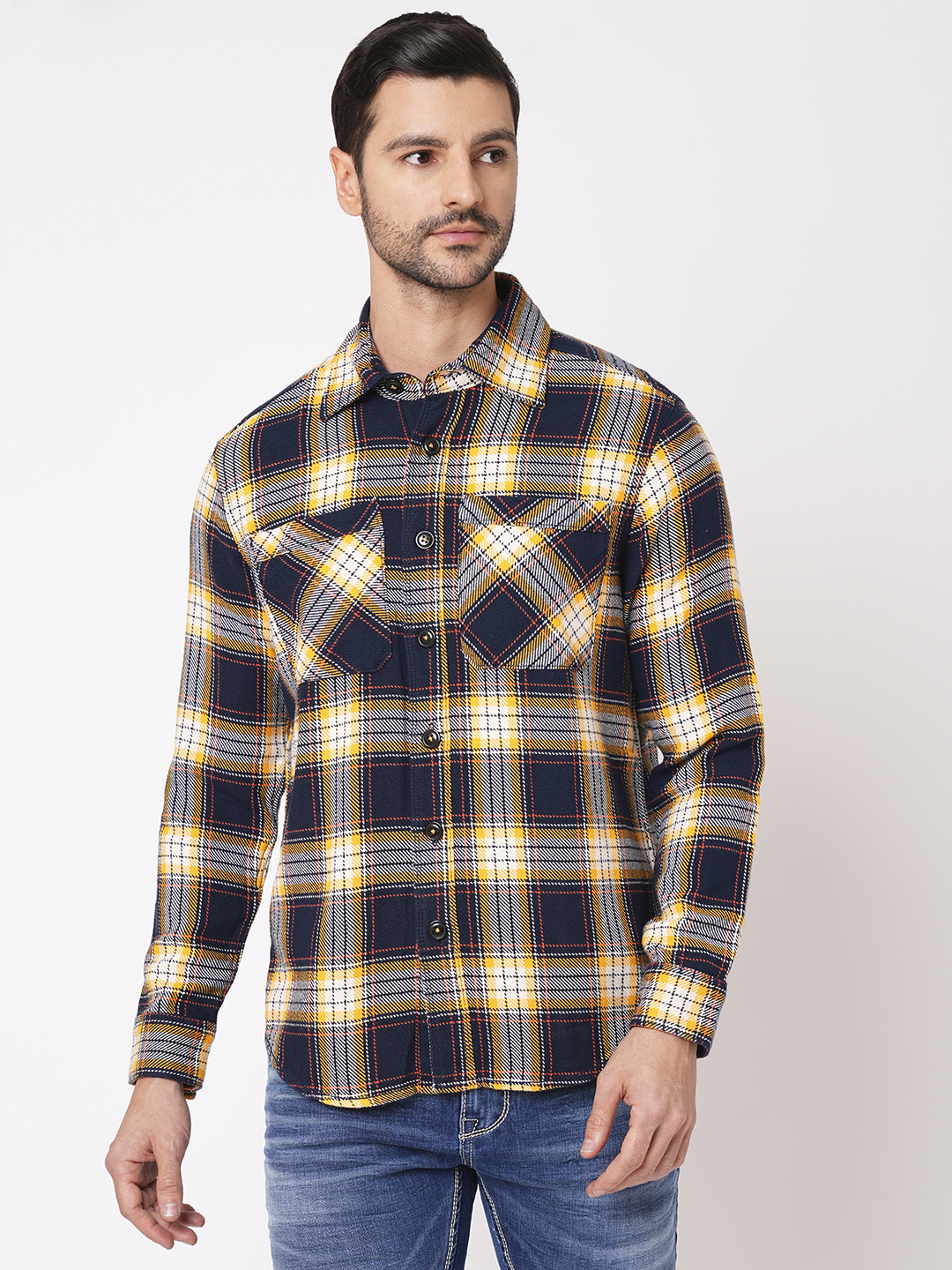 Shop Latest Clinen Dark Grey Chex Shirt for Man – Badmaash