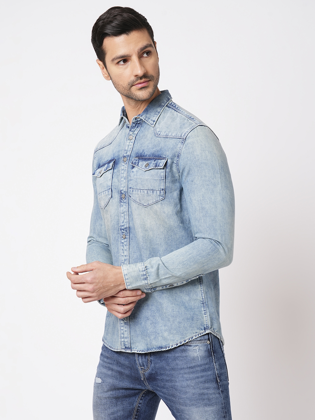Washed Denim Shirt in Blue by Scotch & Soda – Frockaholics at Momento  Dezigns