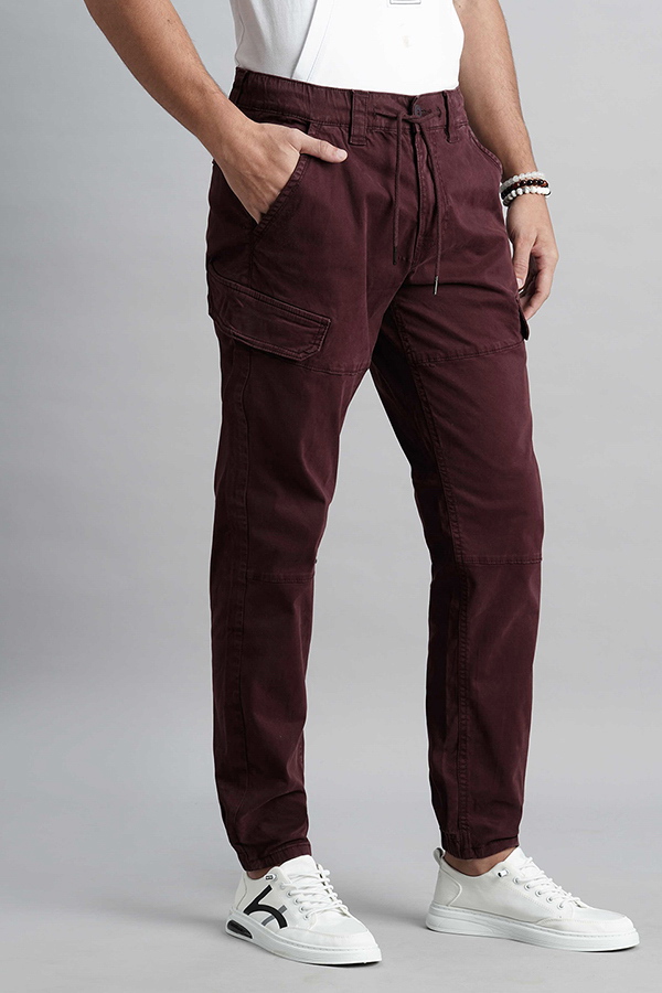 WINE SLIM FIT CARGO PANT (TAPERED FIT)
