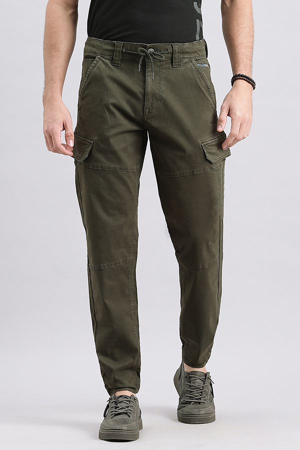 MILITARY GREEN SLIM FIT CARGO PANT (TAPERED FIT)