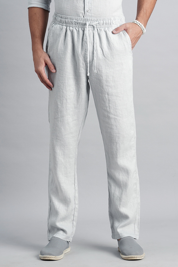 LT GREY LINEN PULL ON PANT (RELAXED FIT)