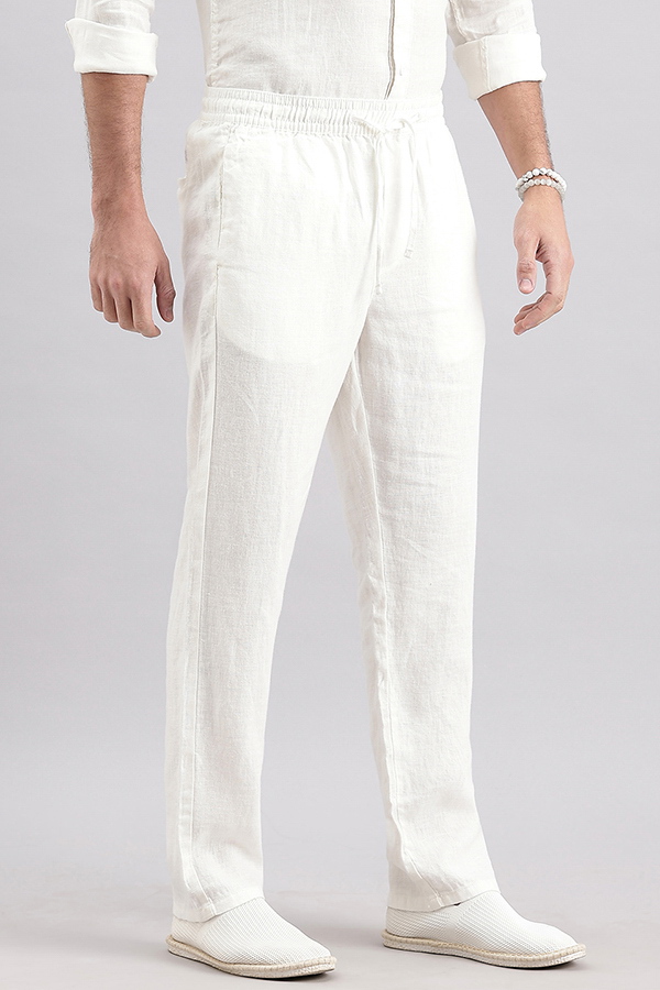 WHITE LINEN PULL ON PANT (RELAXED FIT)