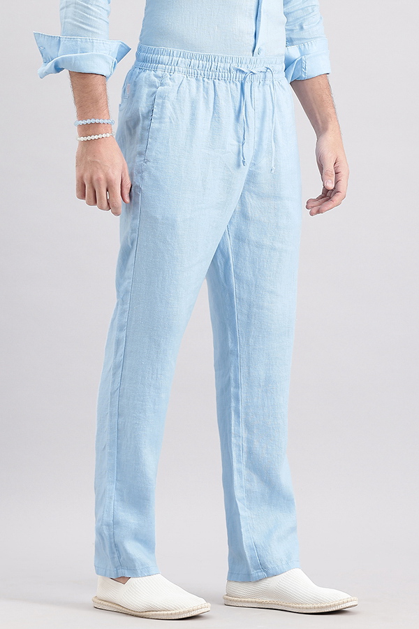 SKY BLUE LINEN PULL ON PANT (RELAXED FIT)