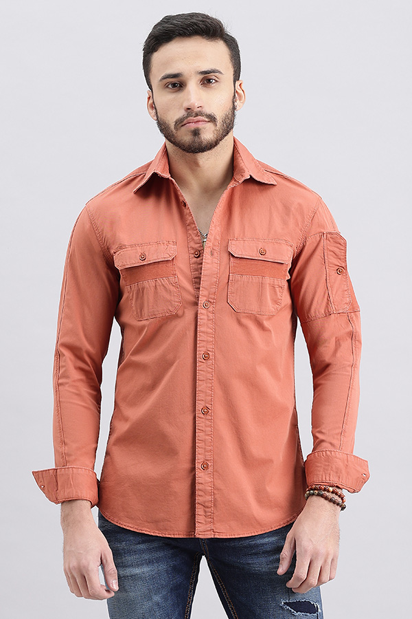 RED WOOD FULL SLEEVE SOLID SHIRT (LEO F/SLV FIT)