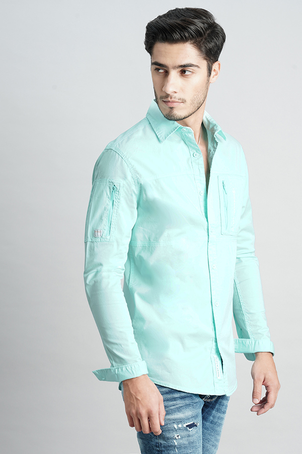 BLUE FEATHER FULL SLEEVE SOLID SHIRT (LEO F/SLV FIT)